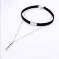 French Velvet Collar Necklace Black Silver NWT