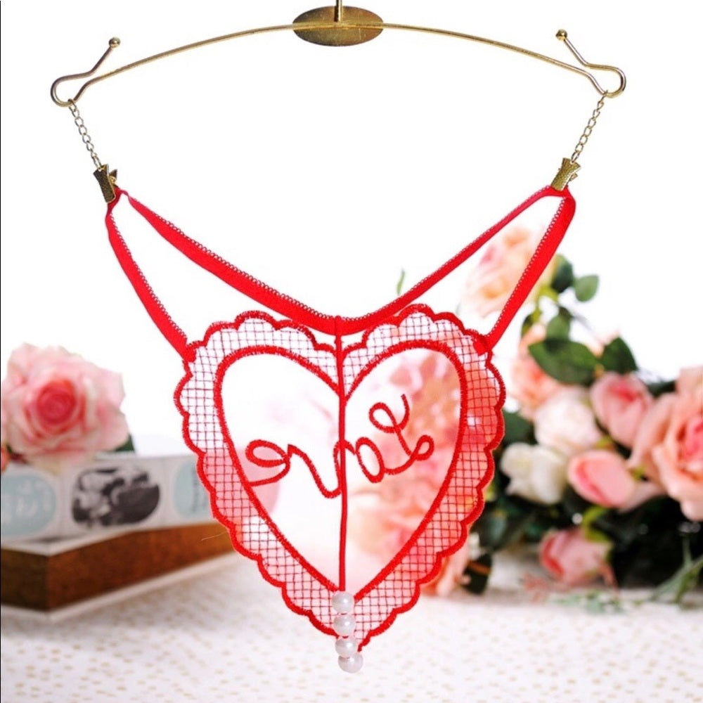 Bundle of 4 Pearl Love Heart G String One Size New