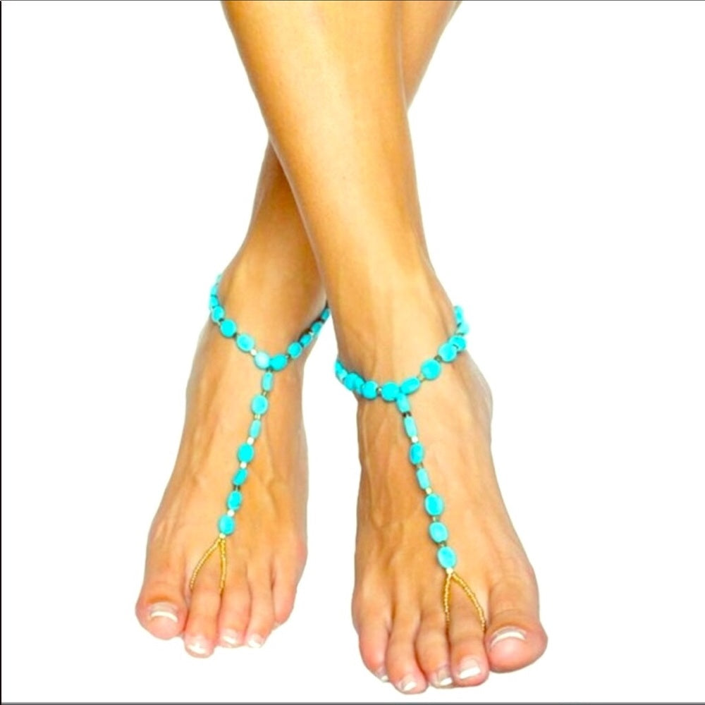 Barefoot Sandals Genuine Turquoise New In Package