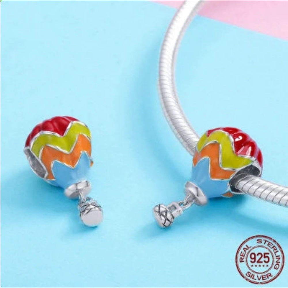 Sterling Silver Hot Air Balloon Bead Charm New