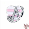 Sterling Silver Music Love Heart Bead Charm New