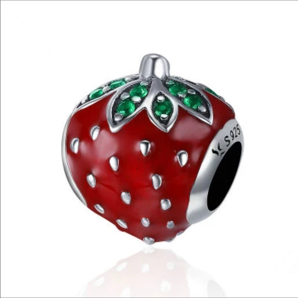 Sterling Silver Strawberry Bead Charm New