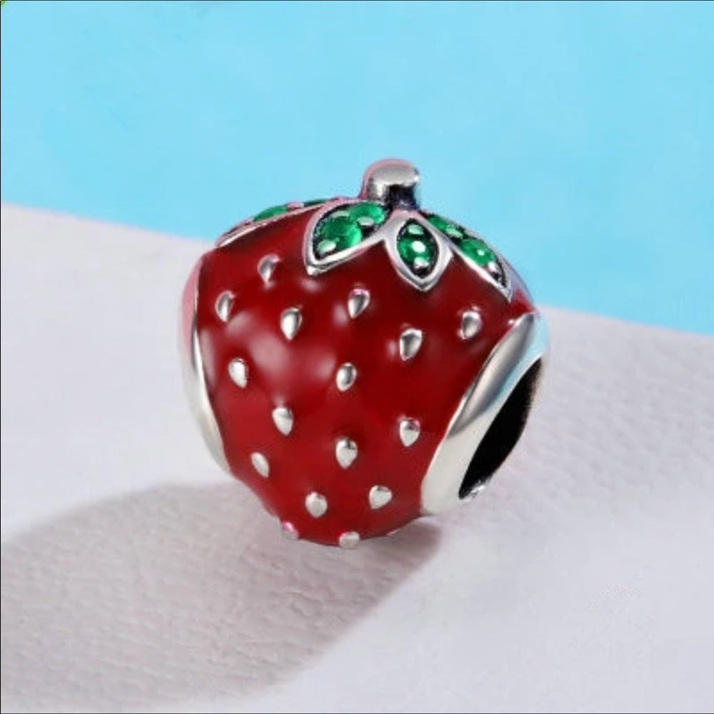 Sterling Silver Strawberry Bead Charm New
