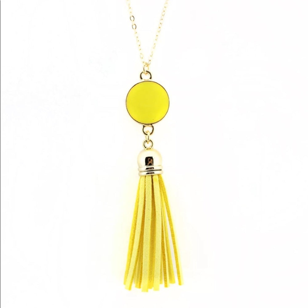French Drop Necklace Yellow With Gold Chain New
