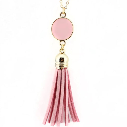 French Drop Necklace Pink With Gold Chain New