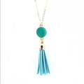 French Drop Necklace Teal With Gold Chain New