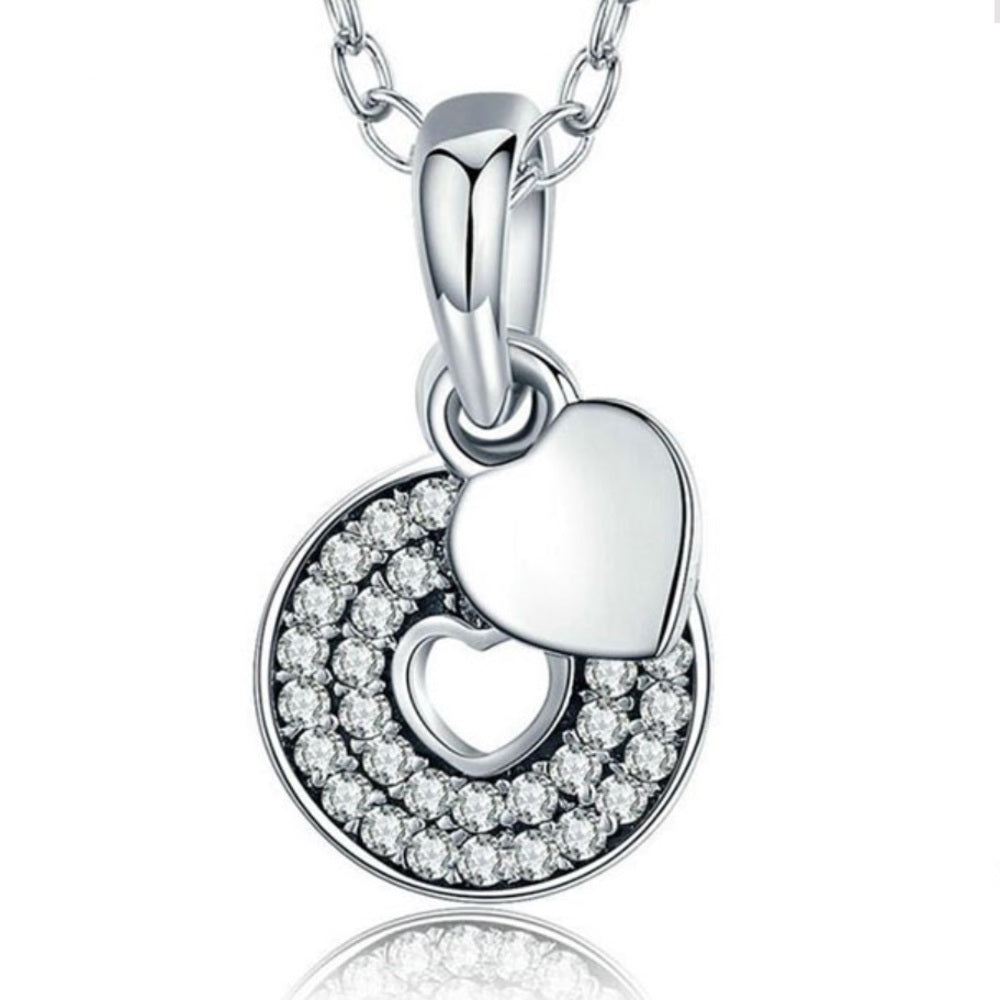 Double Heart Love Sterling Silver Necklace New