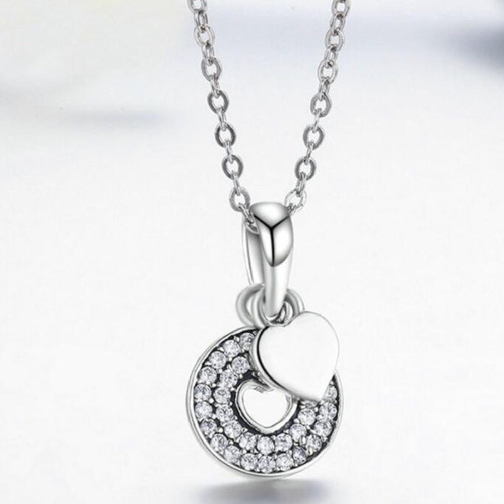 Double Heart Love Sterling Silver Necklace New