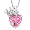 Swarovski Sterling Crowned Pink Heart Necklace New