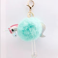 Fur Unicorn Purse Charm Keychain Teal New