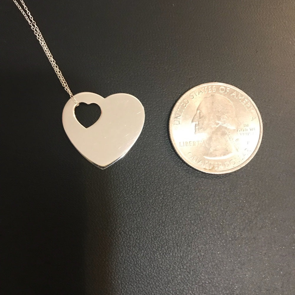 Solid Sterling Silver Heart Pendant Necklace