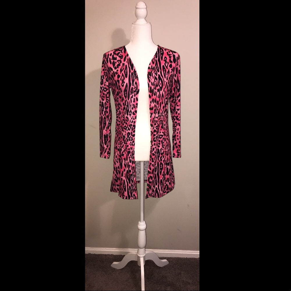 Pink Animal Print Jacket Cover Up Topper New