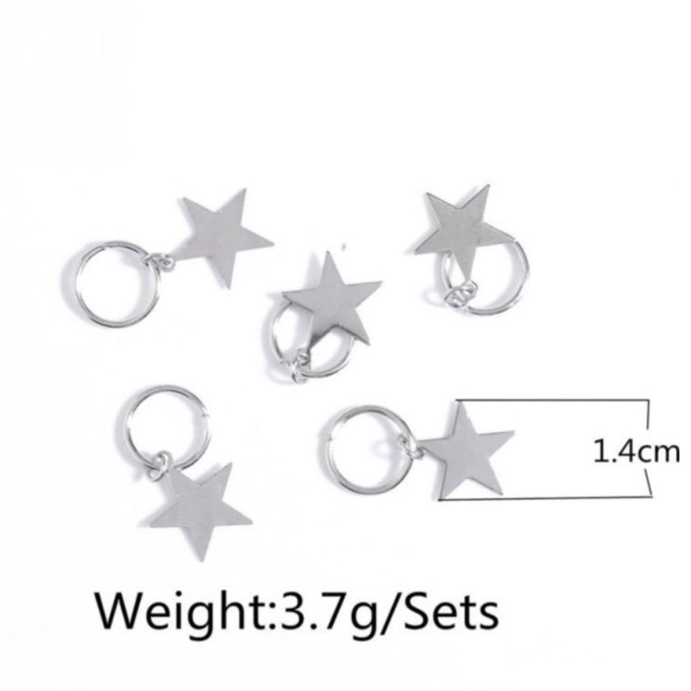 Silver Star Hair Charms Set Of 10 New In Package