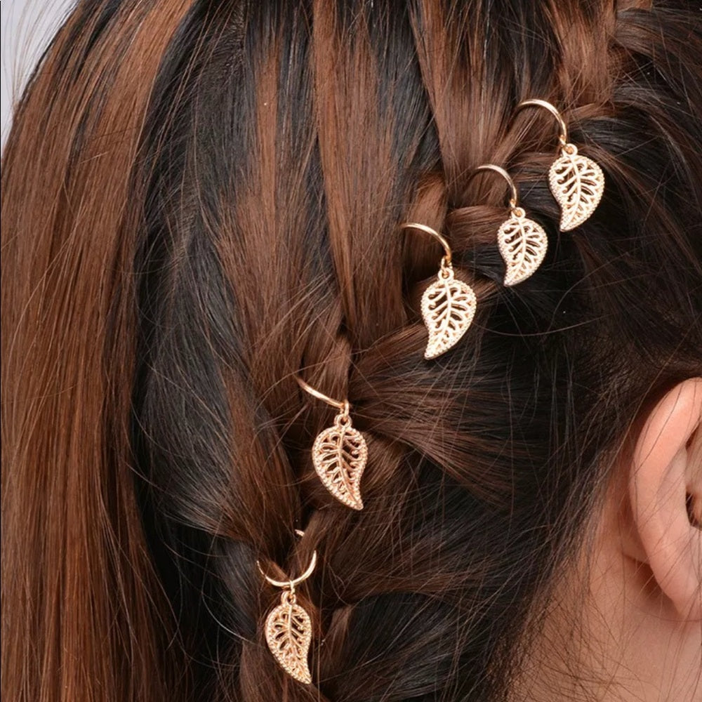 Gold Leaf Hair Charms Set Of 10 New In Package