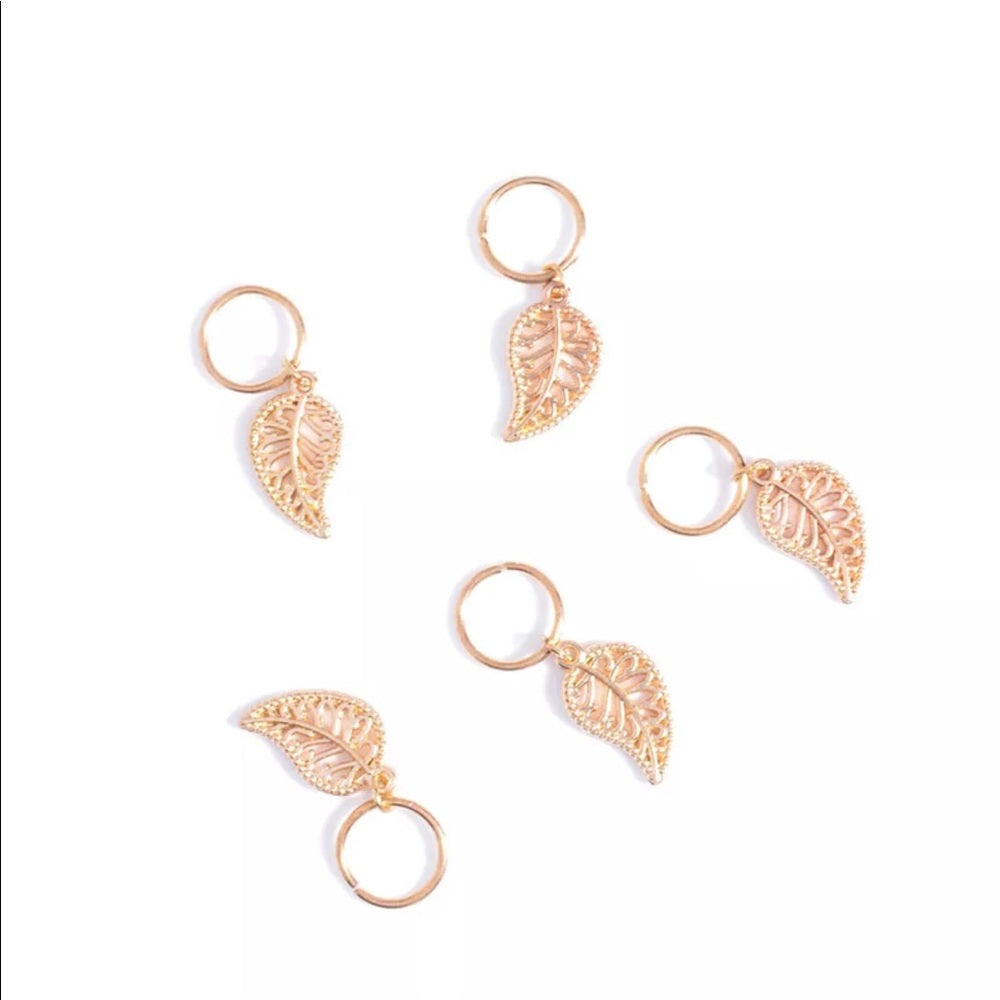 Gold Leaf Hair Charms Set Of 10 New In Package