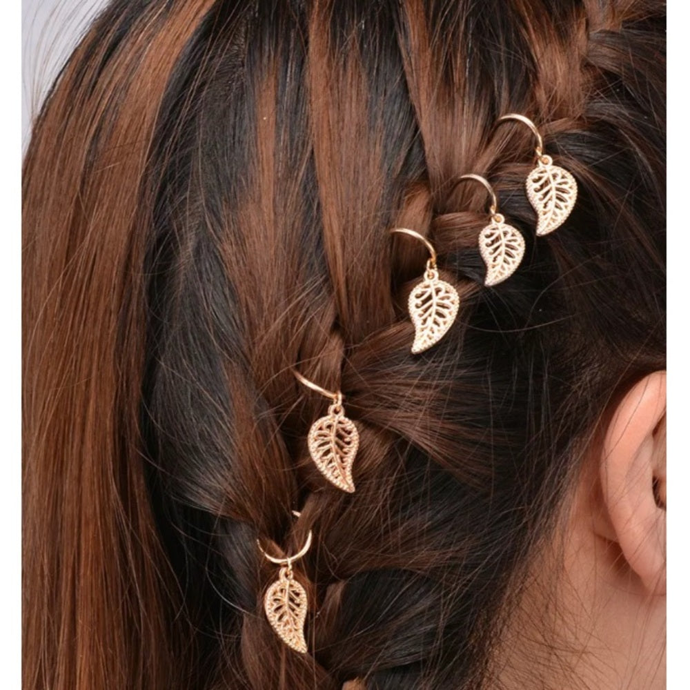 Gold Leaf Hair Charms Set Of 10 New In Package