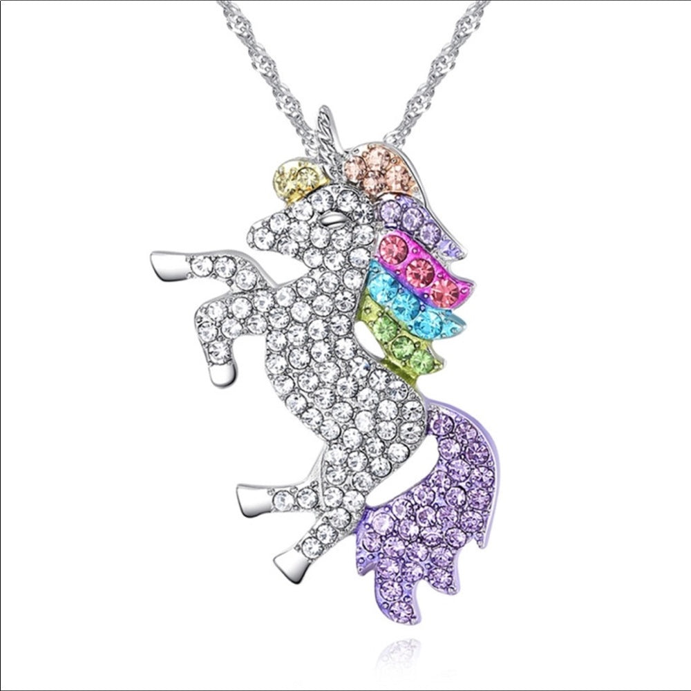 Crystal Unicorn Plated Necklace New With Tags