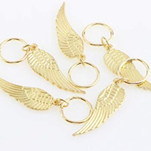 Angel Wing Gold Hair Charms Set Of 10 New