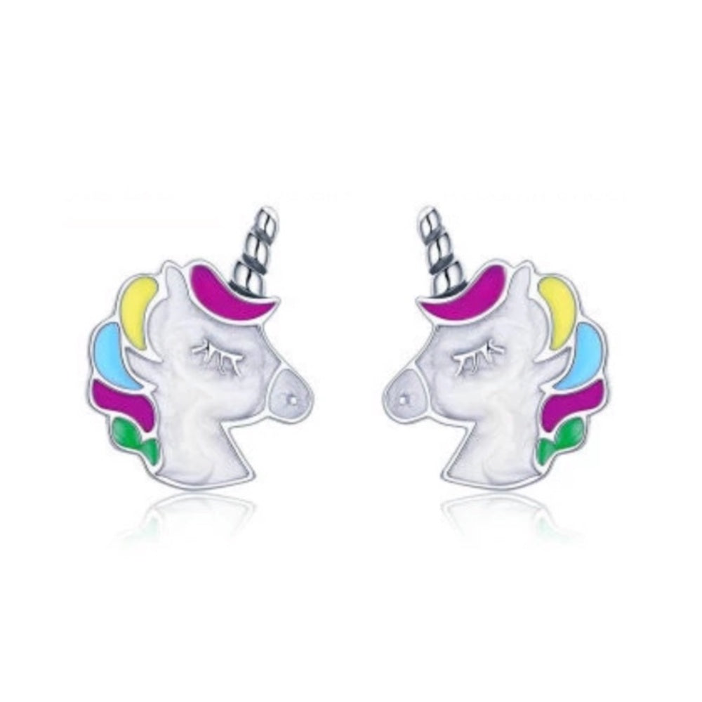 Solid Sterling Silver Magical Unicorn Earrings New