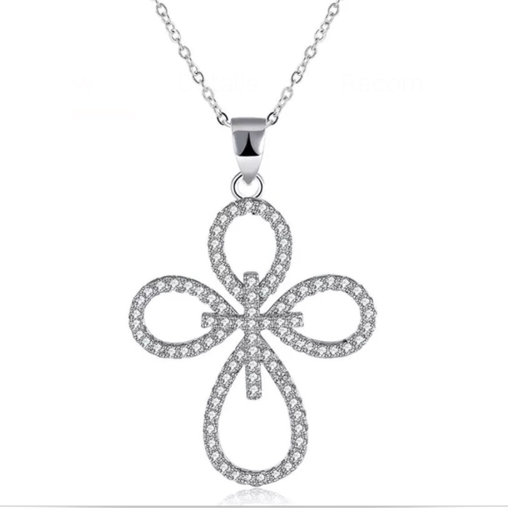 Solid Sterling Silver Double Cross Necklace NWT