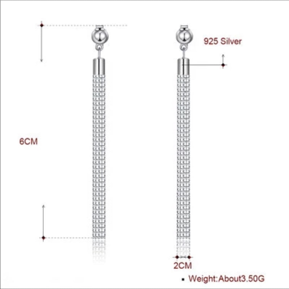 Solid Sterling Silver Tassel Earrings NWT