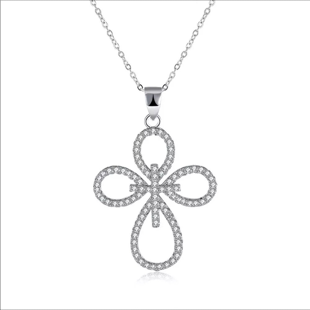 Solid Sterling Silver Double Cross Necklace NWT