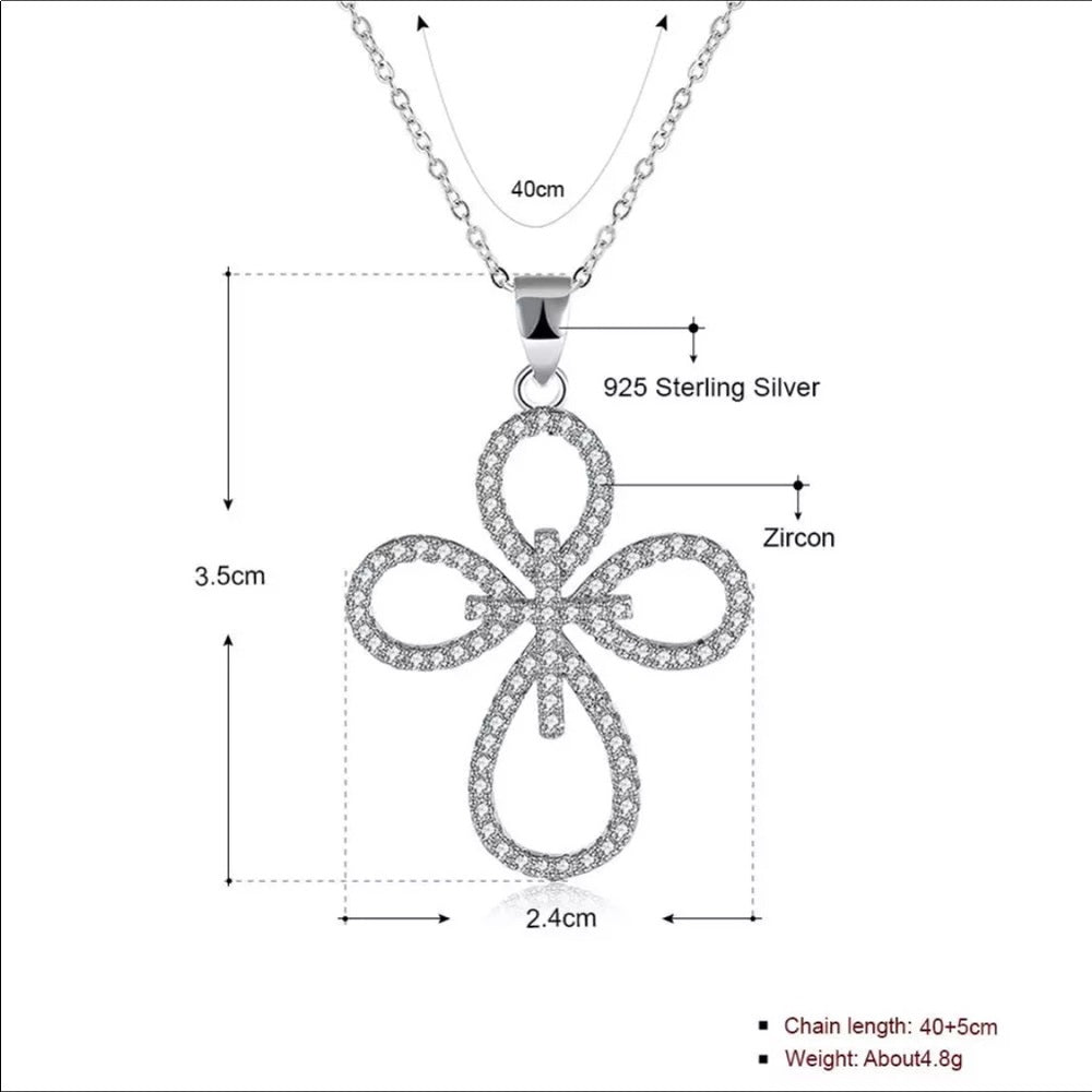 Solid Sterling Silver Double Cross Necklace NWT