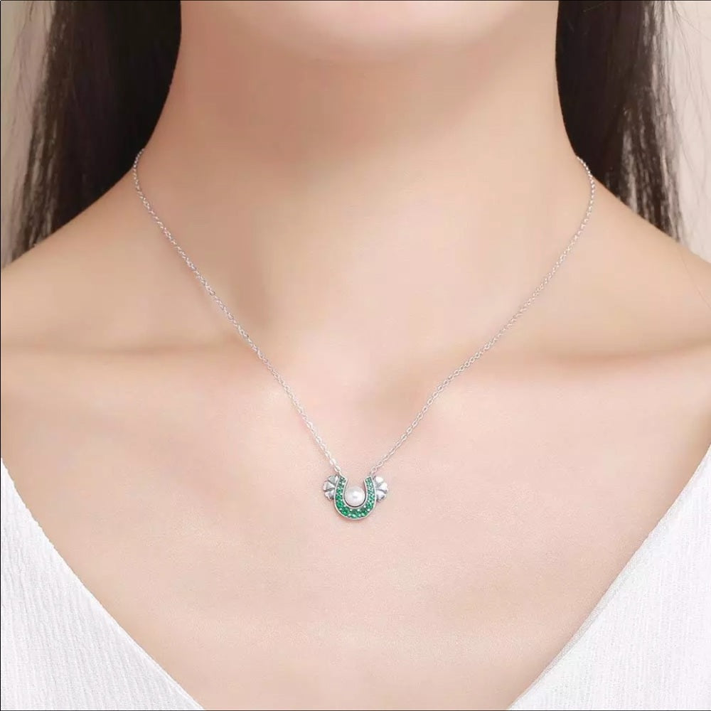Sterling Silver Lucky Heart Horseshoe Necklace NWT