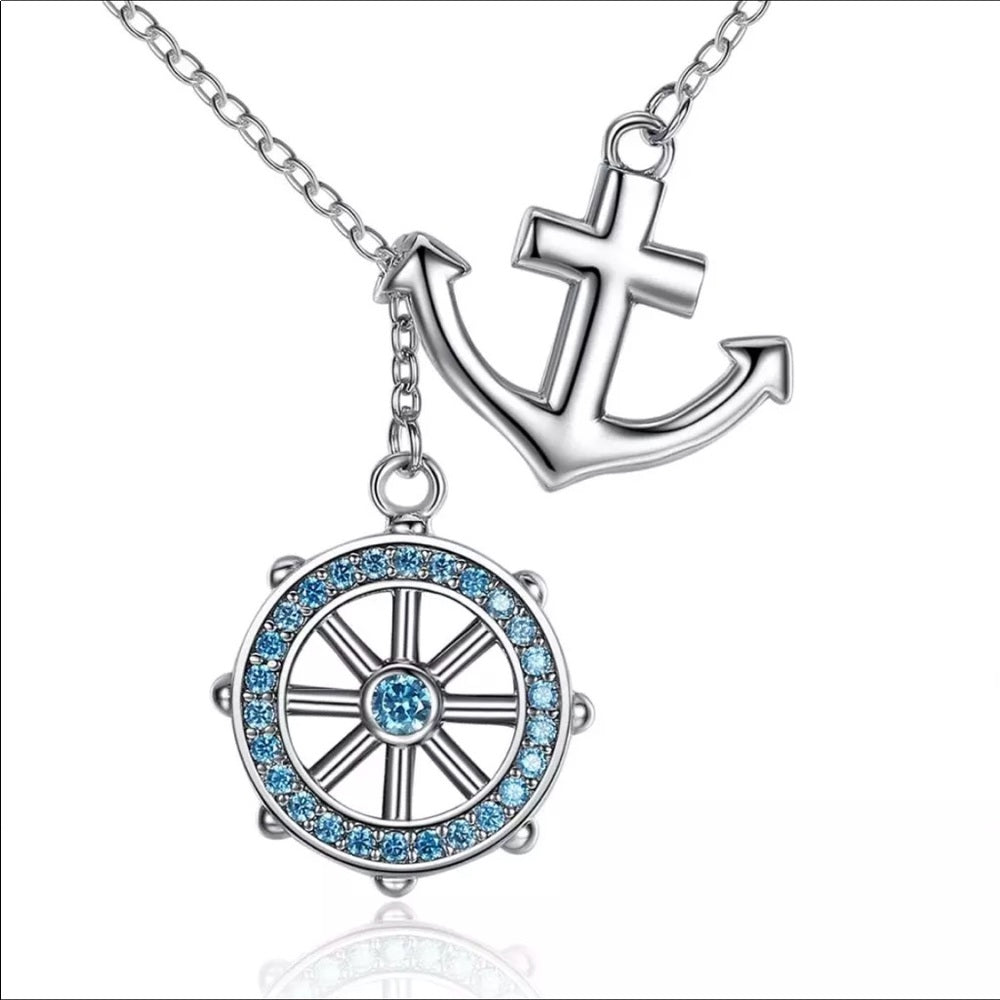 Solid 925 Sterling Silver Nautical Anchor Necklace