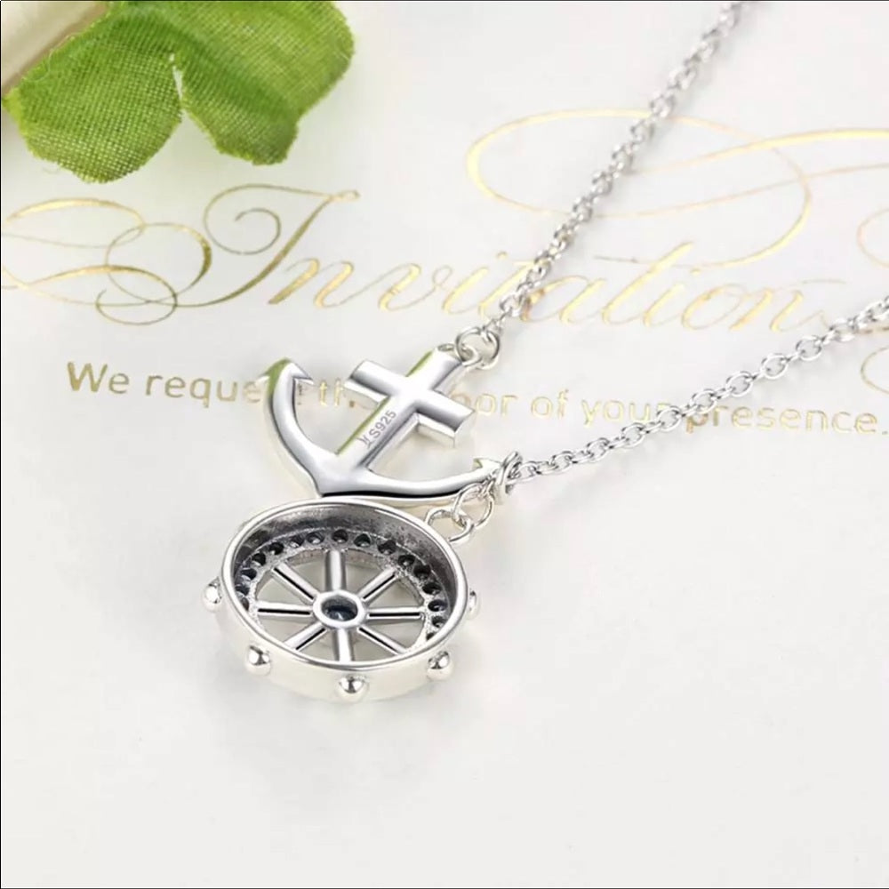 Solid 925 Sterling Silver Nautical Anchor Necklace