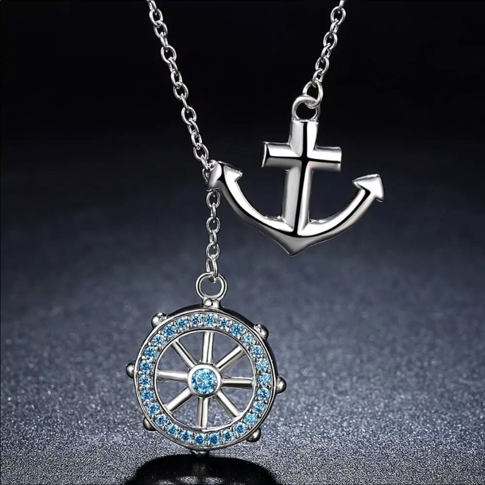 Solid 925 Sterling Silver Nautical Anchor Necklace