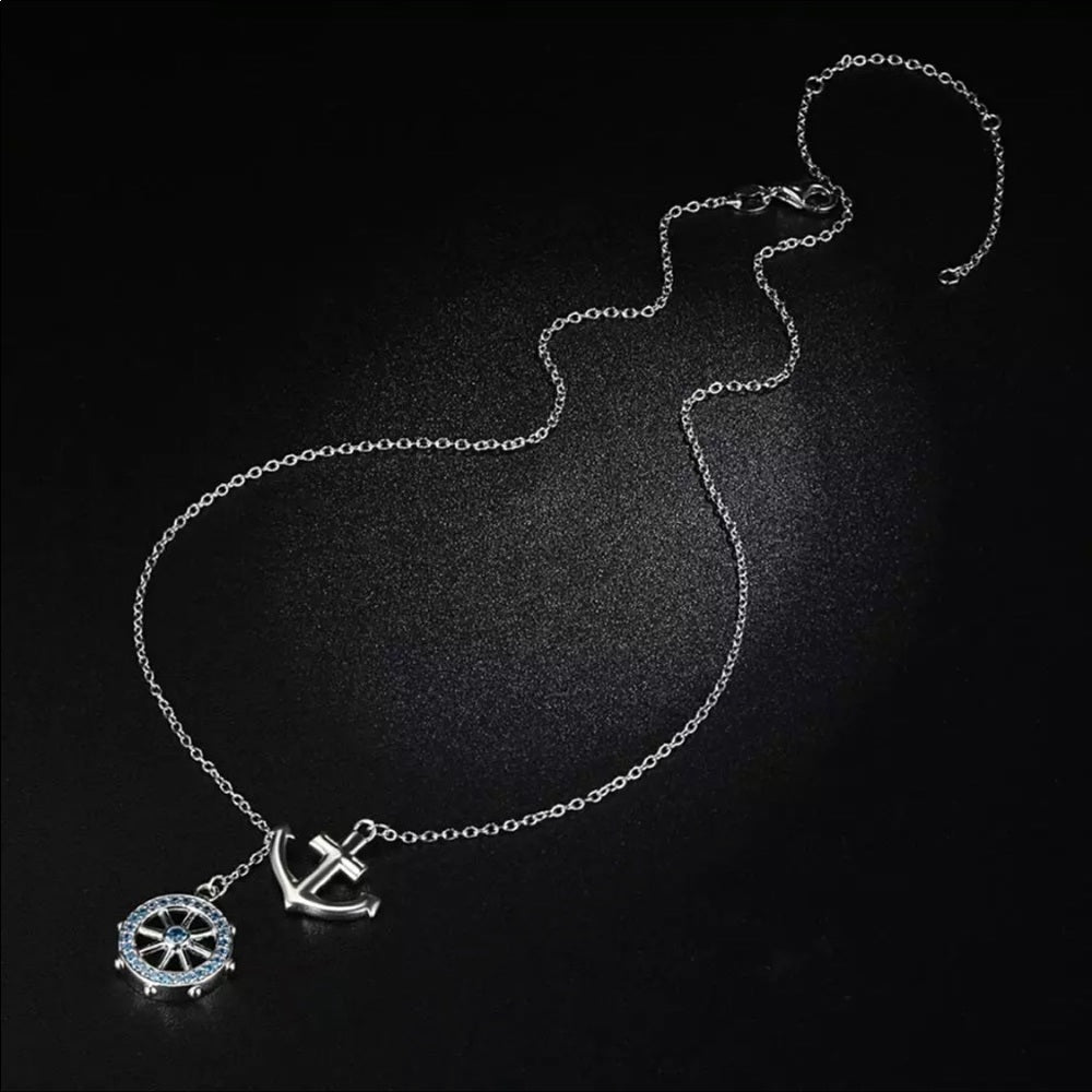 Solid 925 Sterling Silver Nautical Anchor Necklace
