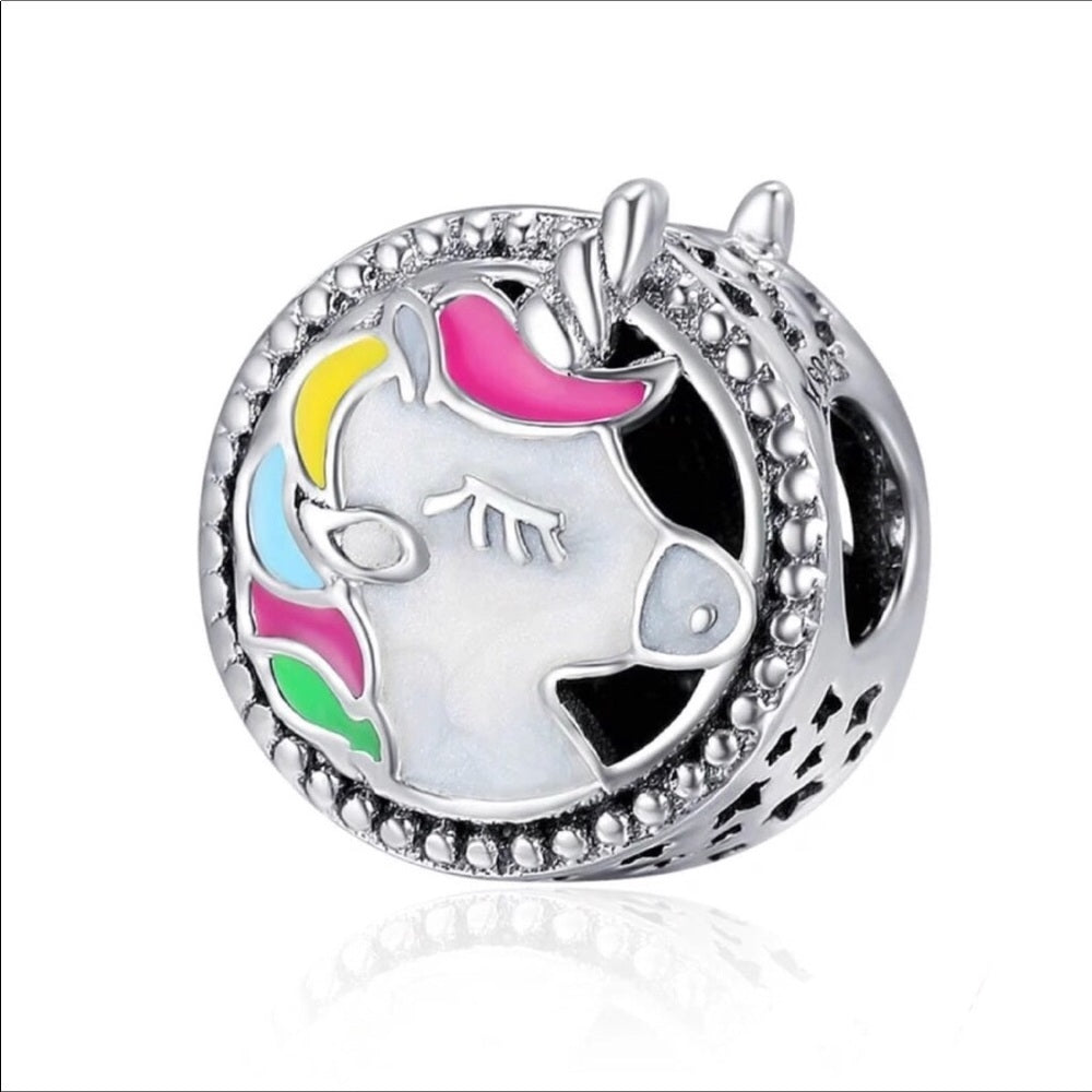 Solid Sterling Silver Magical Unicorn Bead Charm