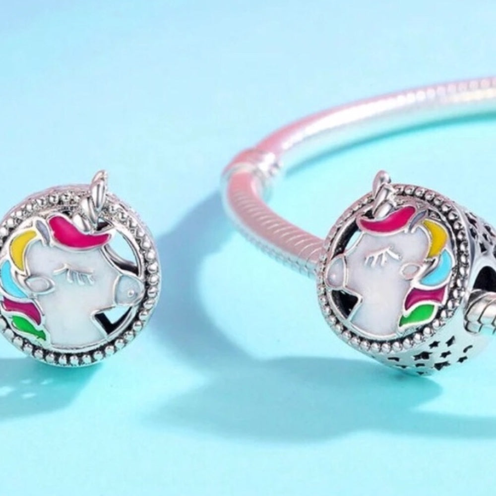 Solid Sterling Silver Magical Unicorn Bead Charm