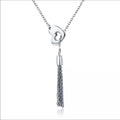Solid Sterling Silver Love Heart Tassel Necklace