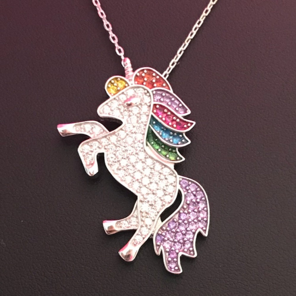 Swarovski Unicorn SOLID STERLING SILVER NECKLACE