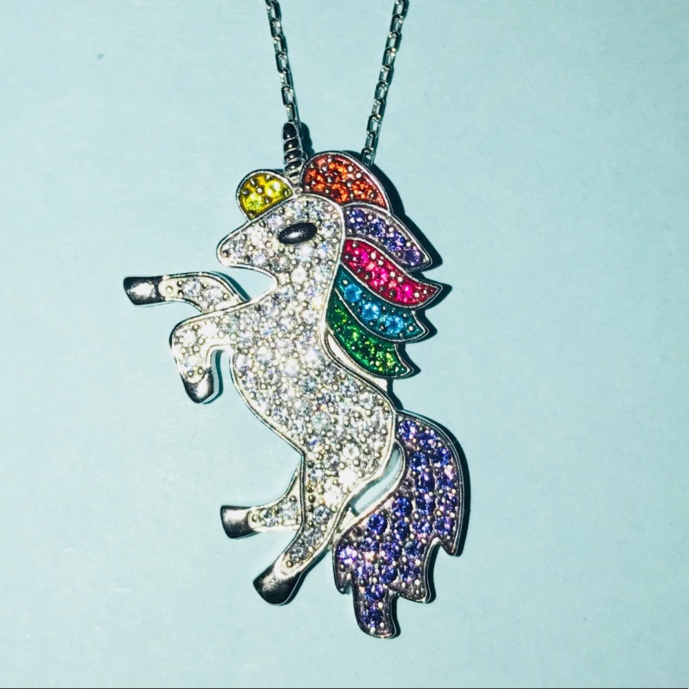 Swarovski Unicorn SOLID STERLING SILVER NECKLACE