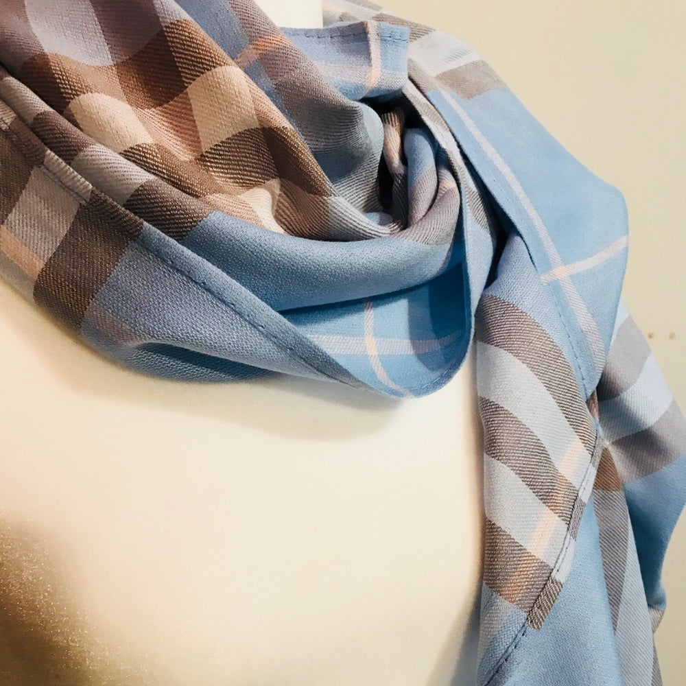 Blue Plaid Scarf New With Tags NWT