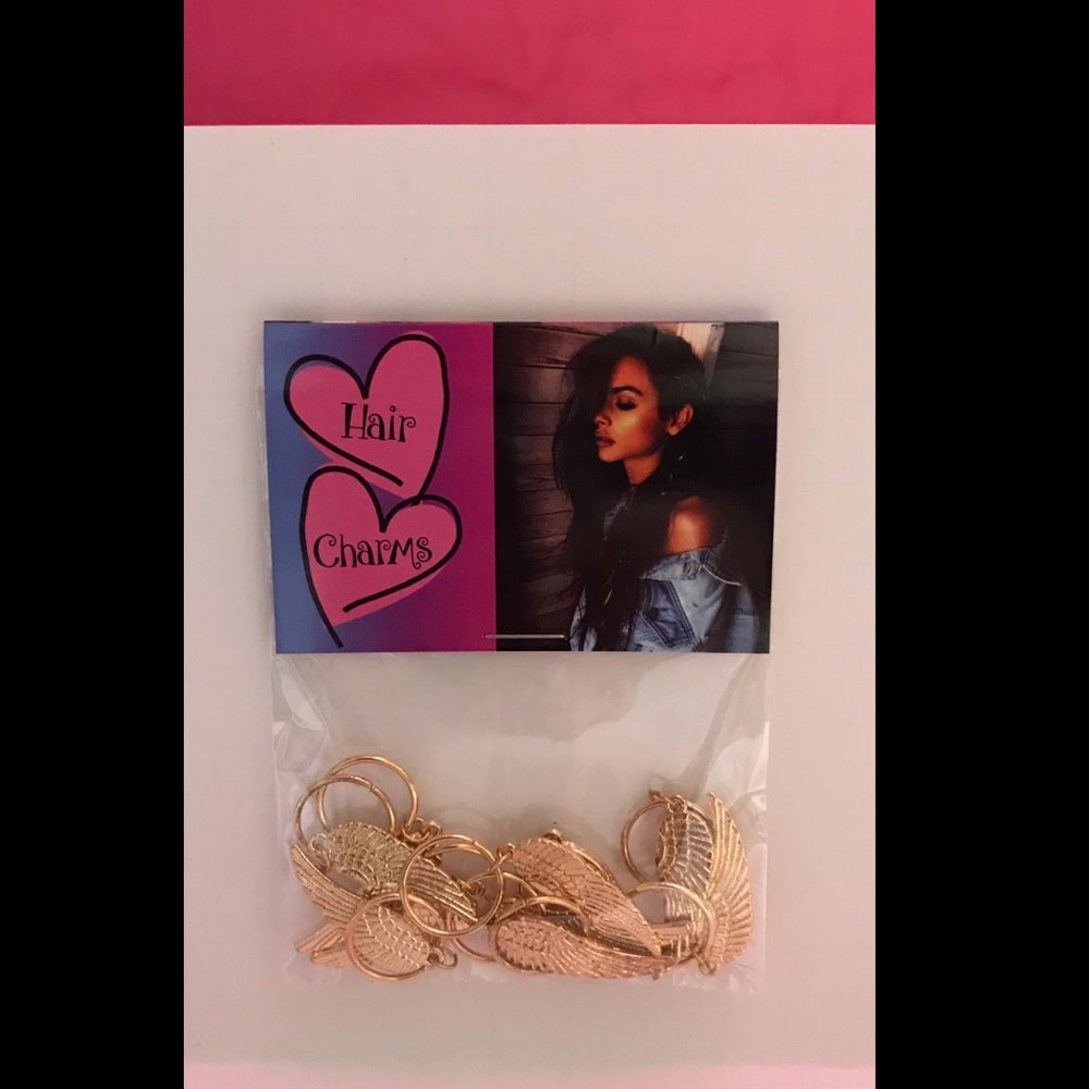 Angel Wing Gold Hair Charms Set Of 10 New
