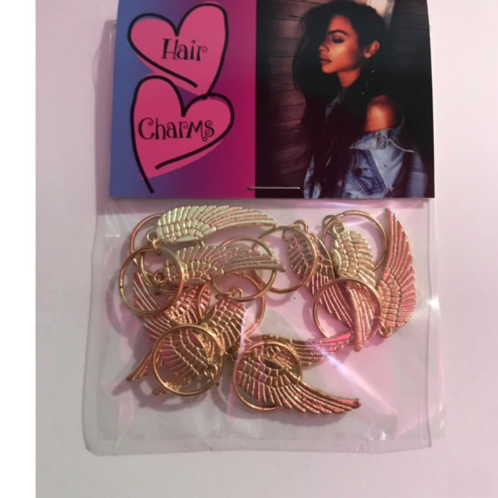 Angel Wing Gold Hair Charms Set Of 10 New