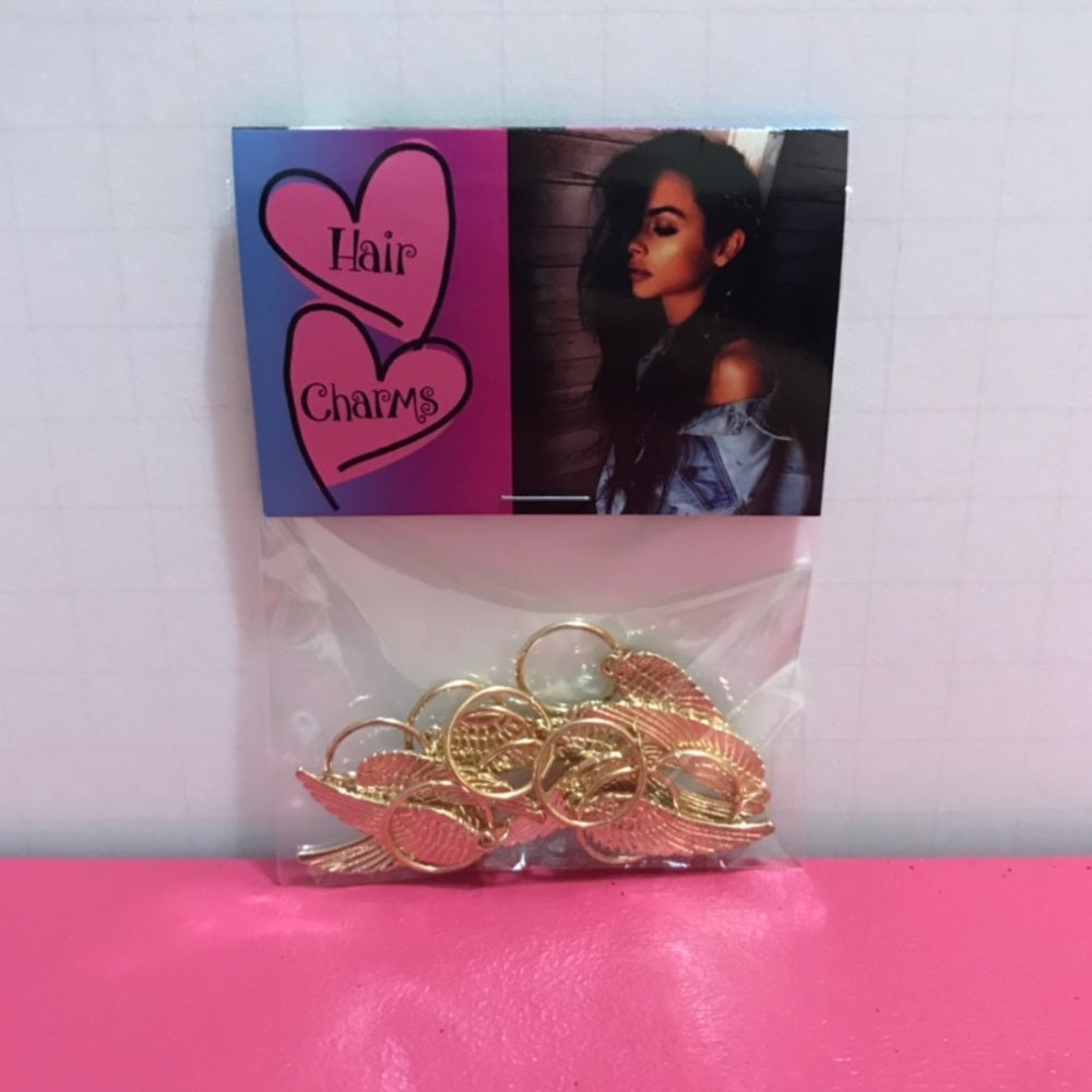 Angel Wing Gold Hair Charms Set Of 10 New