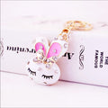Glitzy Glam White Bunny Purse Charm Keychain New