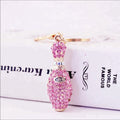 Glitzy Glam Pink Bowling Pin Purse Charm Keychain