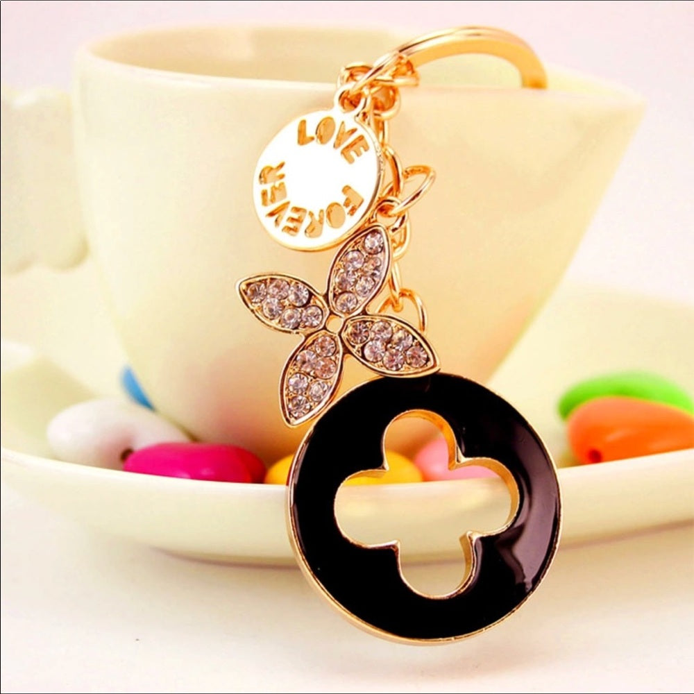Lucky Love Four Leaf Clover Purse Charm Keychain