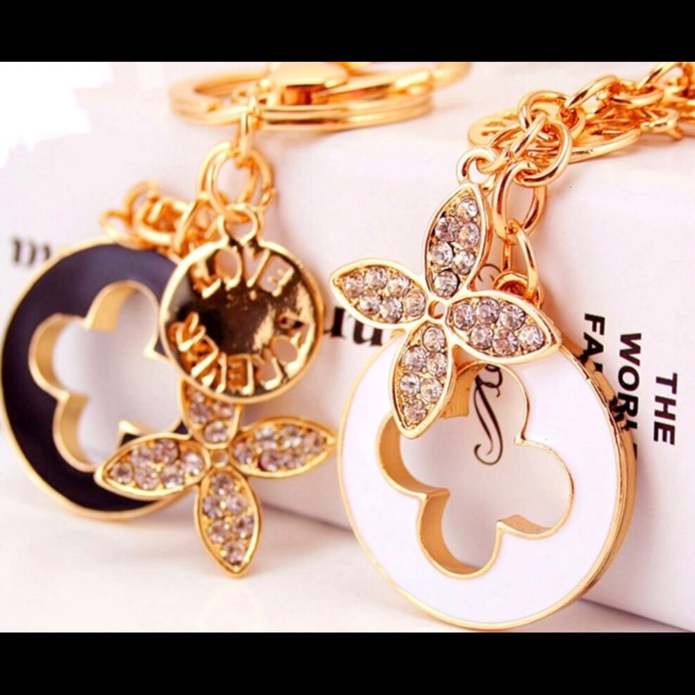 Lucky Love Four Leaf Clover Purse Charm Keychain