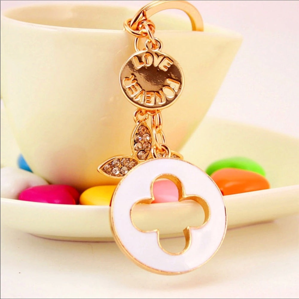 Lucky Love Four Leaf Clover Purse Charm Keychain