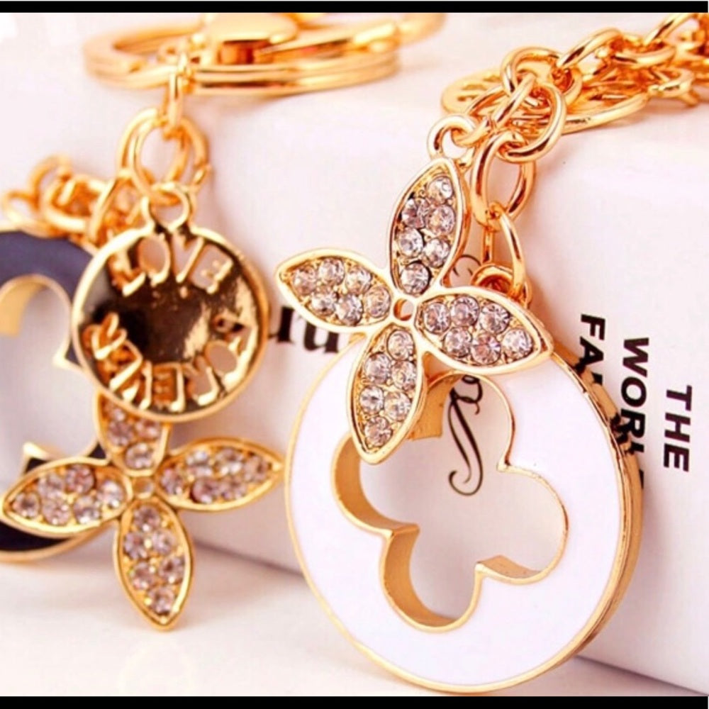 Lucky Love Four Leaf Clover Purse Charm Keychain