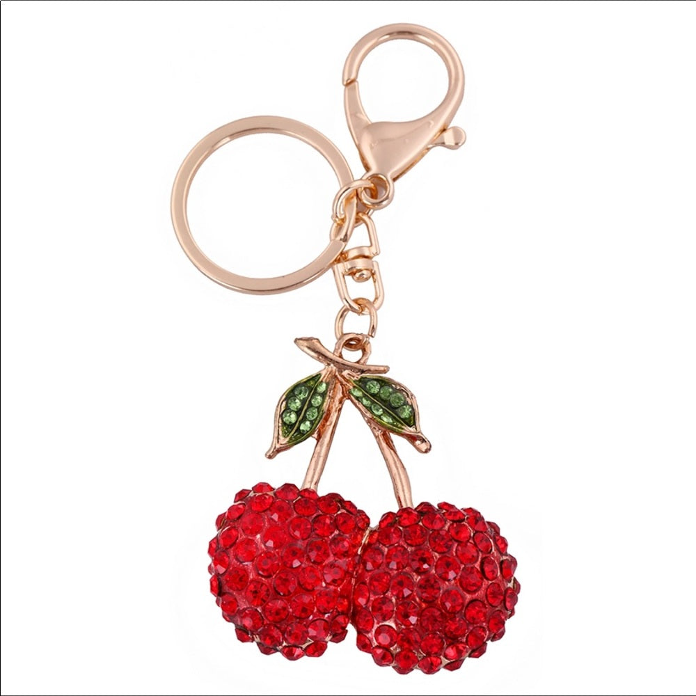 Red Cherries Purse Charm Keychain New With Tags