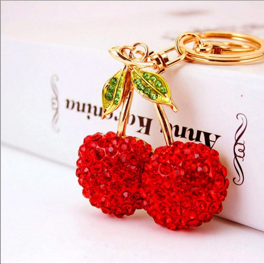 Red Cherries Purse Charm Keychain New With Tags