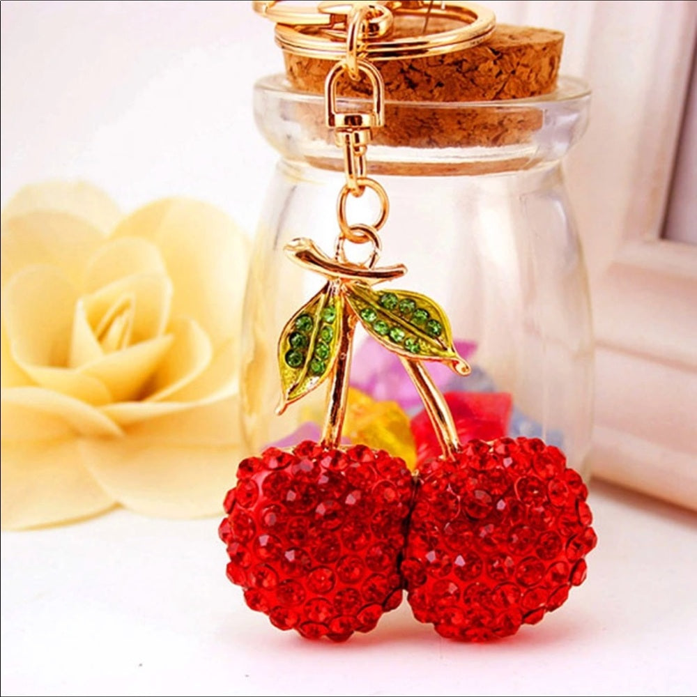Red Cherries Purse Charm Keychain New With Tags